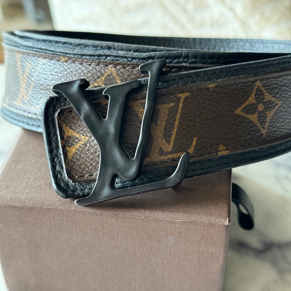 Louis Vuitton LV Shape Reversible Patchwork Belt AUTHENTIC,COA,Sz 36